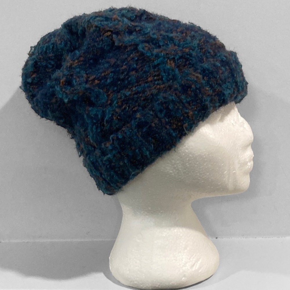 Shasa Blue Soft Loose Knit Cap Hat Beanie